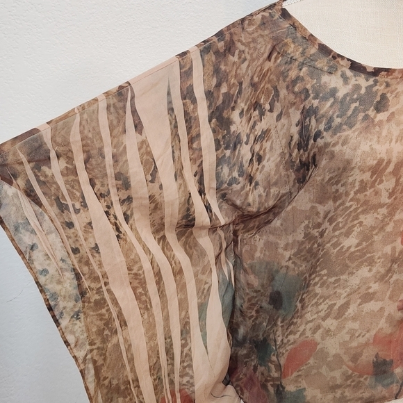 SANS Souci Cropped Boho Sheer Flowy Floral Loose Arm Top Size M - Picture 7 of 8